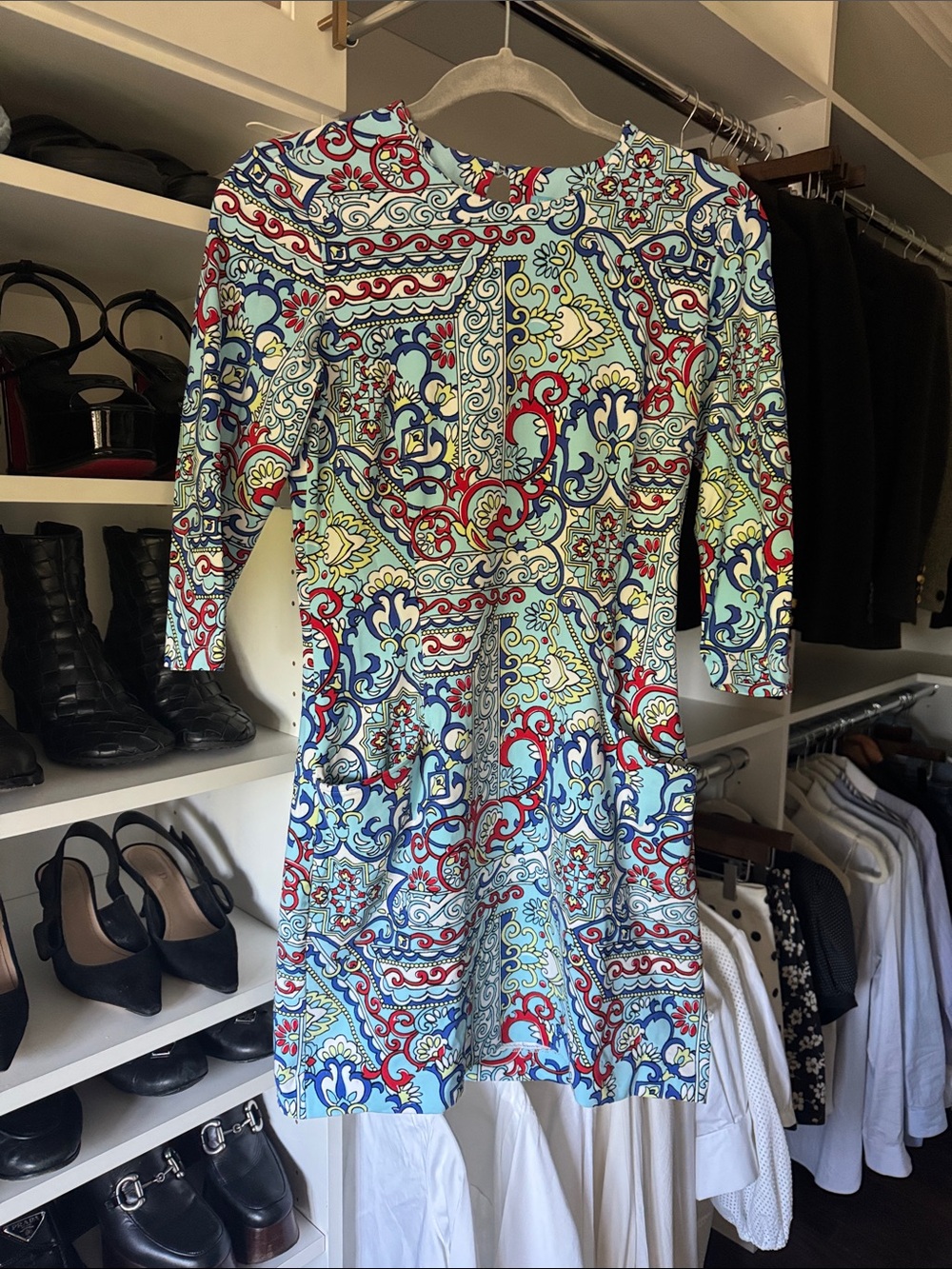 J.McLaughlin Women's Multi-Color Printed Fit-and-Flare Dress - Blue Pattern